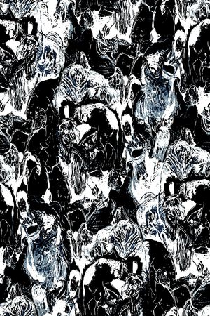 黑底花卉印花华亿平台图片