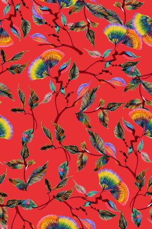 手绘花卉印花华亿平台图片