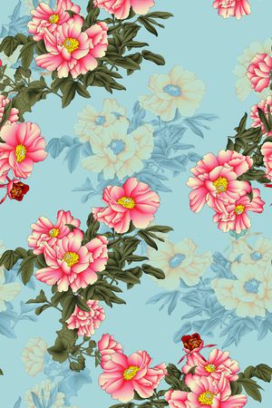 民族花卉印花华亿平台图片