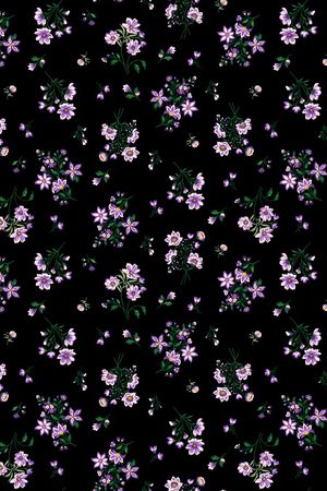 黑底花卉印花华亿平台图片