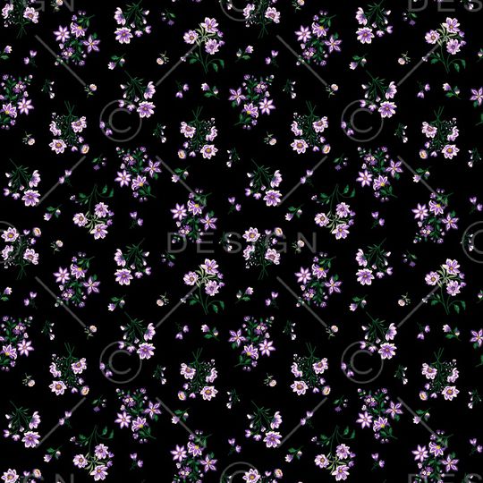 黑底花卉印花华亿平台图片