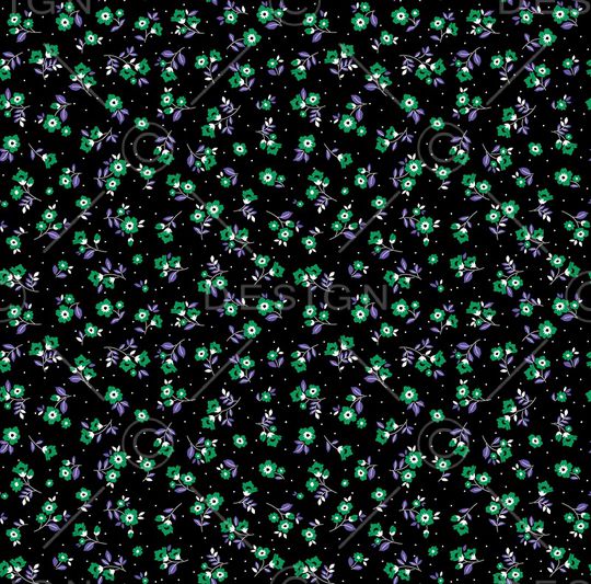 黑底花卉印花华亿平台图片