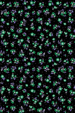 黑底花卉印花华亿平台图片