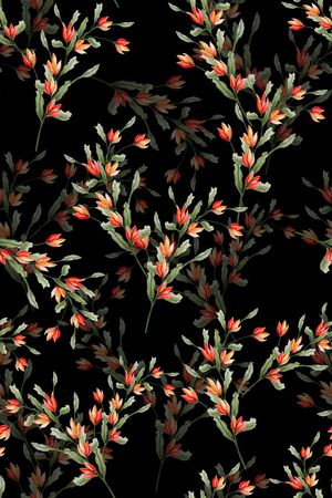 黑底花卉印花华亿平台图片