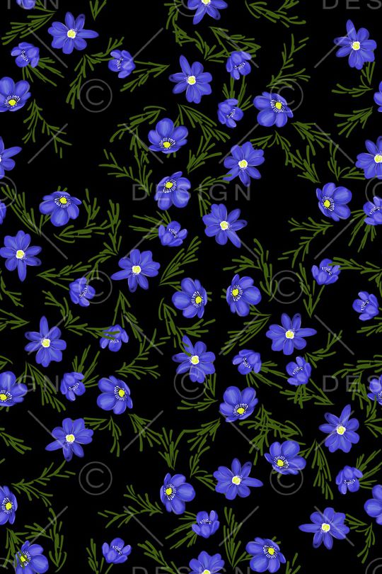 黑底花卉印花华亿平台图片