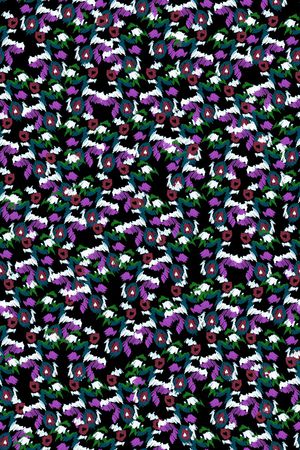 黑底花卉印花华亿平台图片