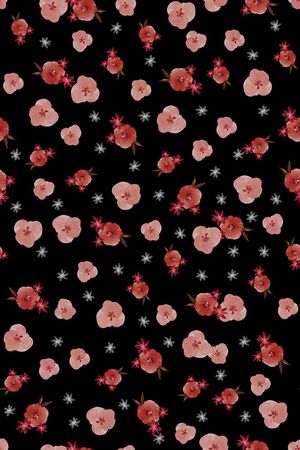 黑底花卉印花华亿平台图片