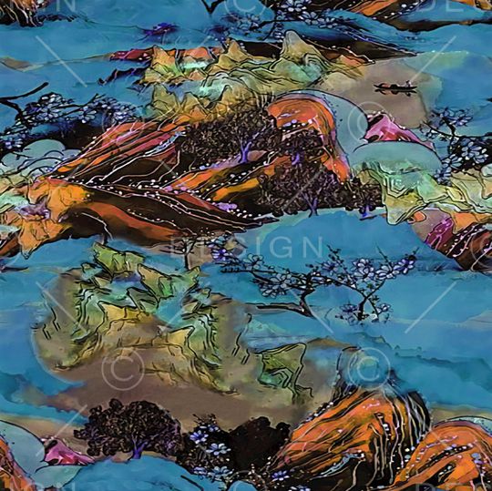 抽象花卉印花华亿平台图片