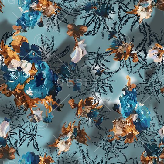 抽象花卉印花华亿平台图片