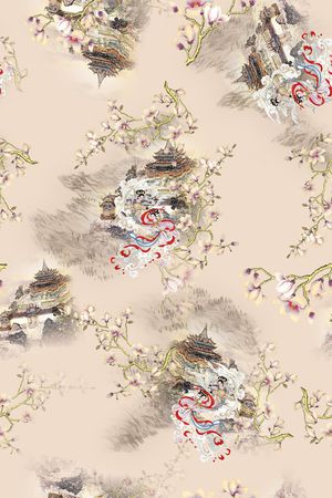 旗袍香云纱印花华亿平台图片