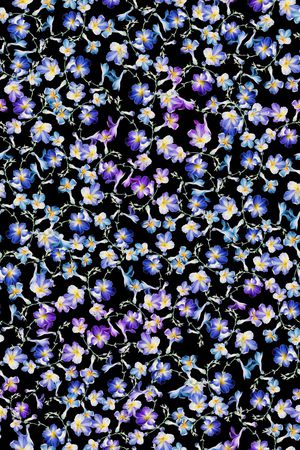 黑底花卉印花华亿平台图片