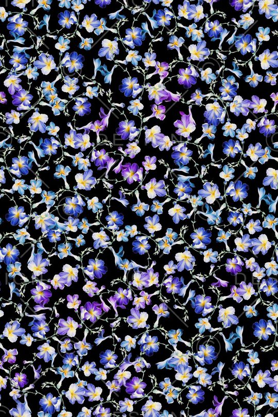 黑底花卉印花华亿平台图片