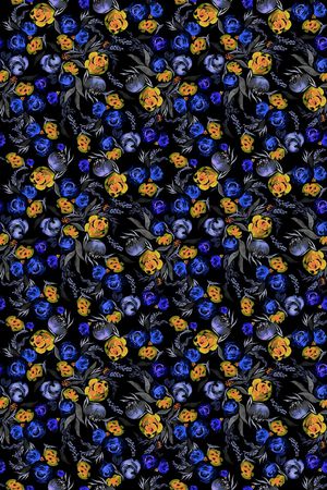 黑底花卉印花华亿平台图片