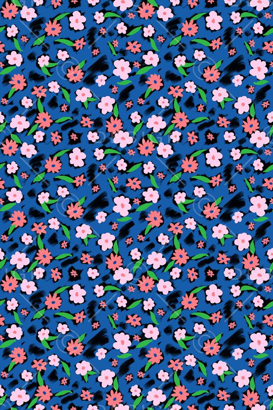 黑底花卉印花华亿平台图片