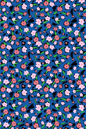 黑底花卉印花华亿平台图片