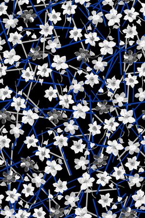 黑底花卉印花华亿平台图片