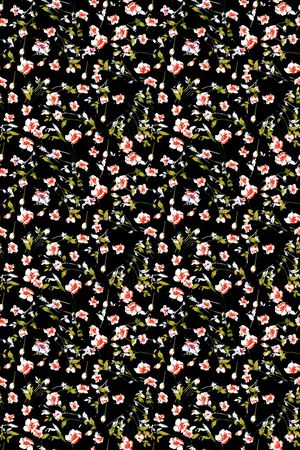 黑底花卉印花华亿平台图片