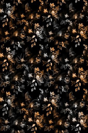 黑底花卉印花华亿平台图片