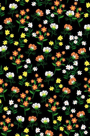 黑底花卉印花华亿平台图片