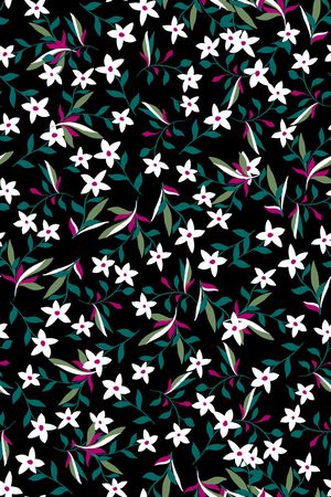 黑底花卉印花华亿平台图片