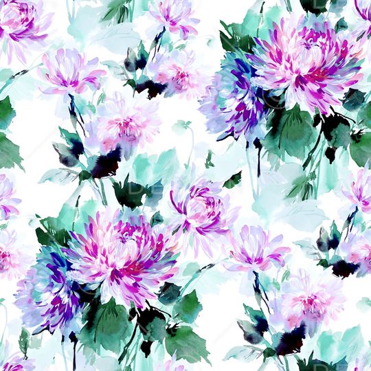 手绘花卉印花华亿平台图片