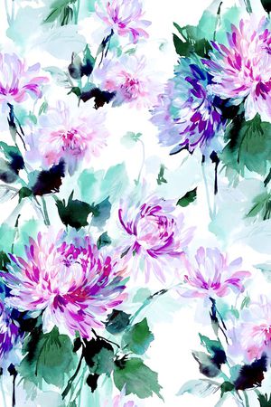 手绘花卉印花华亿平台图片