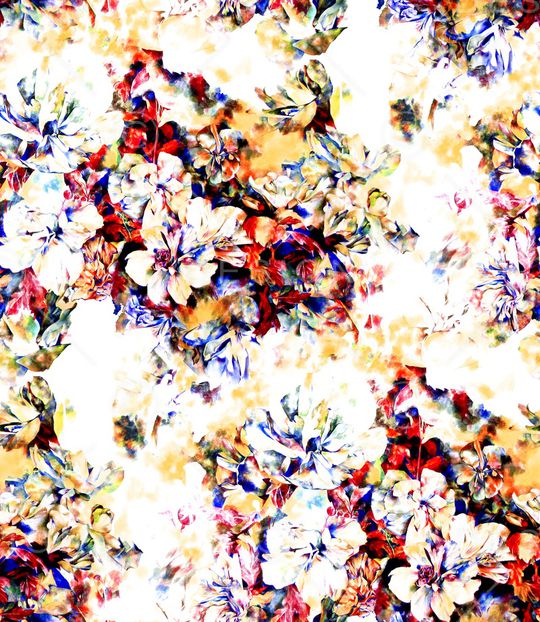 手绘花卉印花华亿平台图片