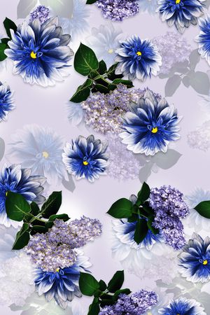 黑底花卉印花华亿平台图片