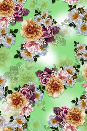 黑底花卉印花华亿平台图片