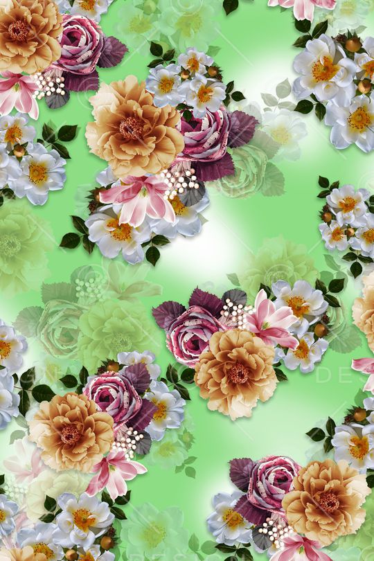 黑底花卉印花华亿平台图片