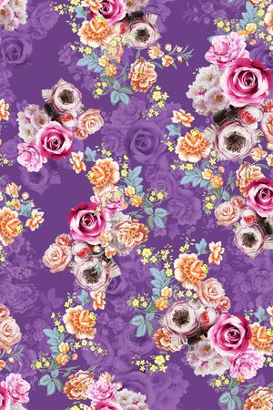 黑底花卉印花华亿平台图片