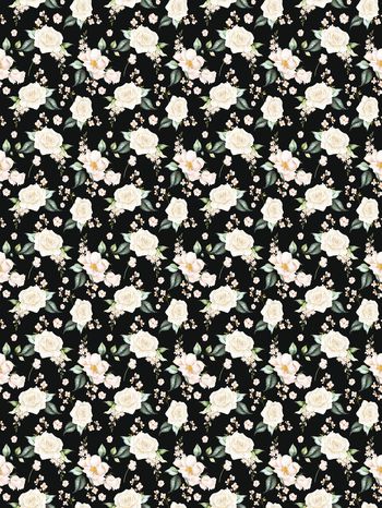 黑底花卉印花华亿平台图片