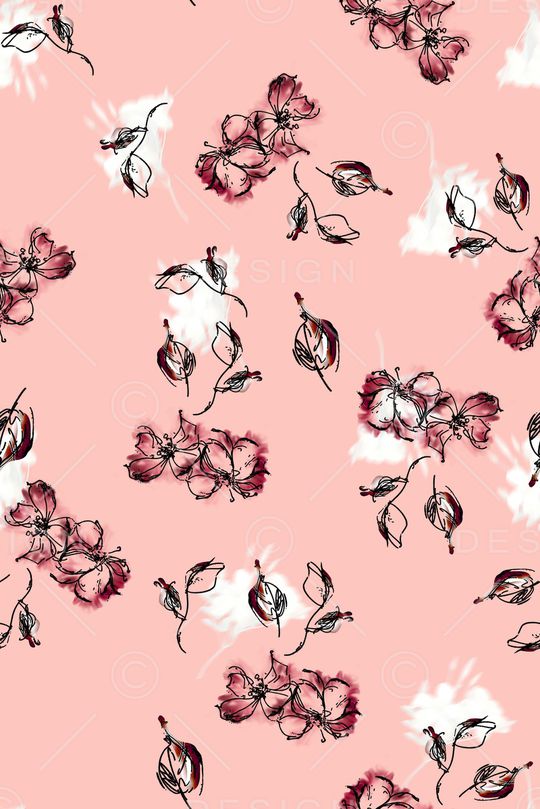 线条花卉印花华亿平台图片