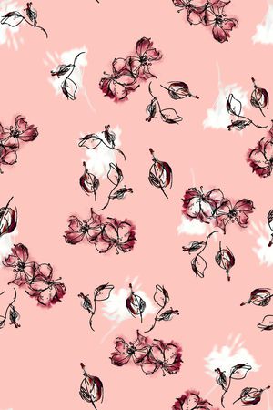 线条花卉印花华亿平台图片