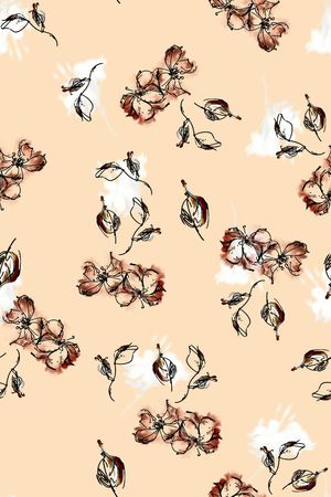 线条花卉印花华亿平台图片