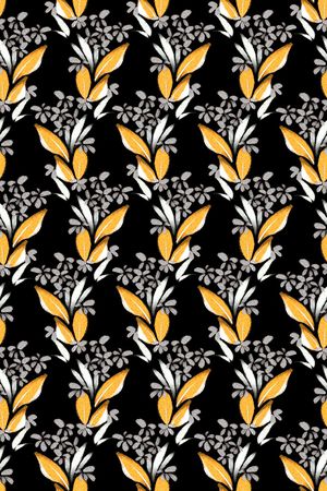 黑底花卉印花华亿平台图片