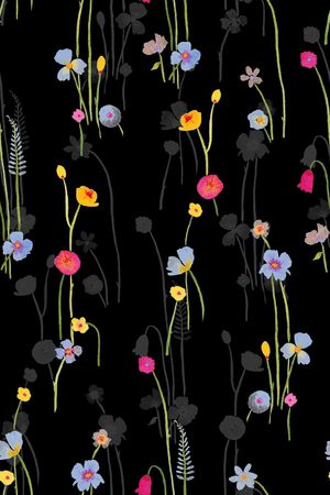 黑底花卉印花华亿平台图片