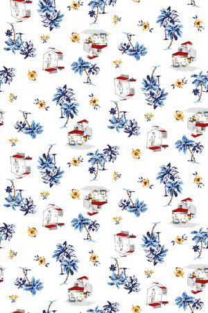 椰子树印花华亿平台图片