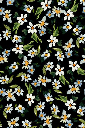 黑底花卉印花华亿平台图片