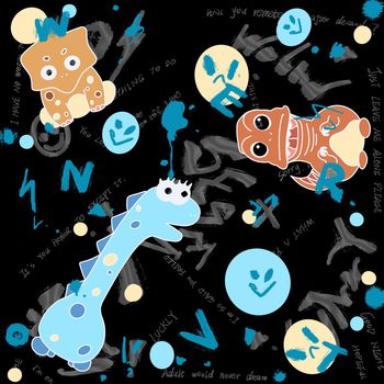 卡通动物印花华亿平台图片