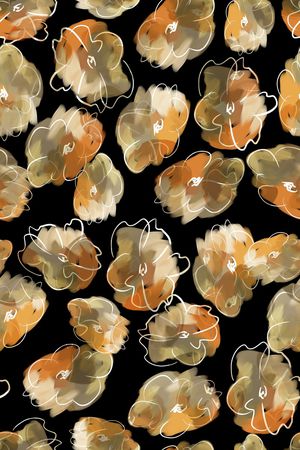 黑底花卉印花华亿平台图片