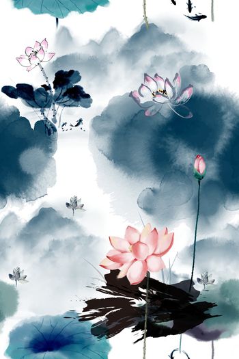 水墨风印花华亿平台图片