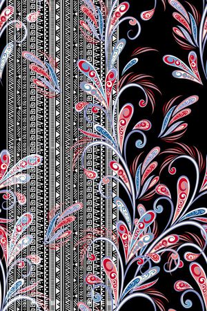 黑底花卉印花华亿平台图片