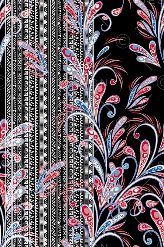 黑底花卉印花华亿平台图片