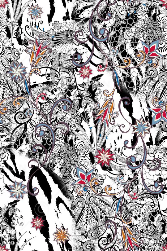 民族花卉印花华亿平台图片