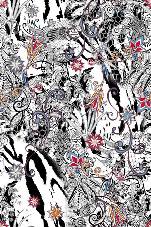 民族花卉印花华亿平台图片