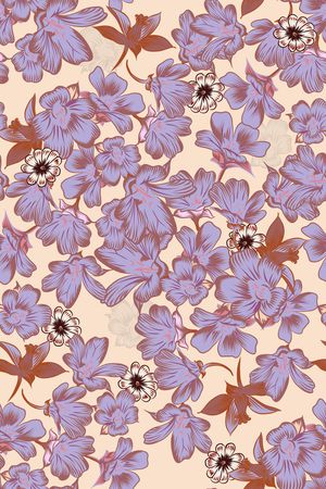 清爽底花卉印花华亿平台图片