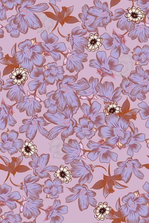 清爽底花卉印花华亿平台图片