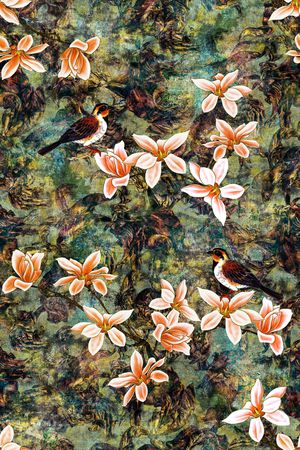 花鸟印花华亿平台图片