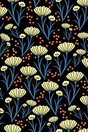 黑底花卉印花华亿平台图片